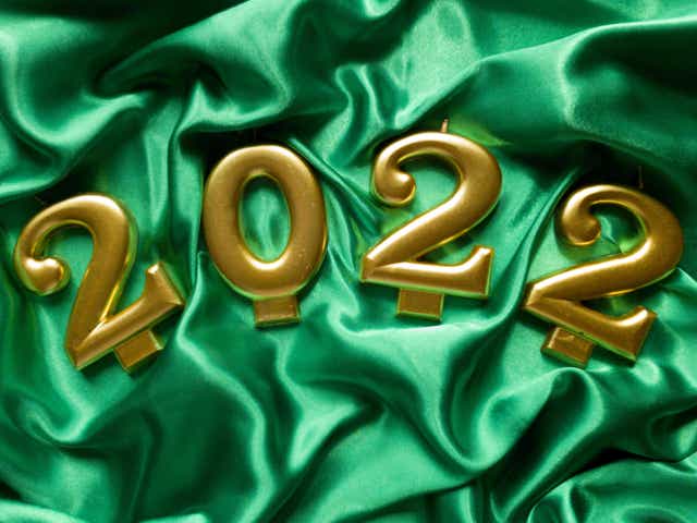 the number 2022 on a green background