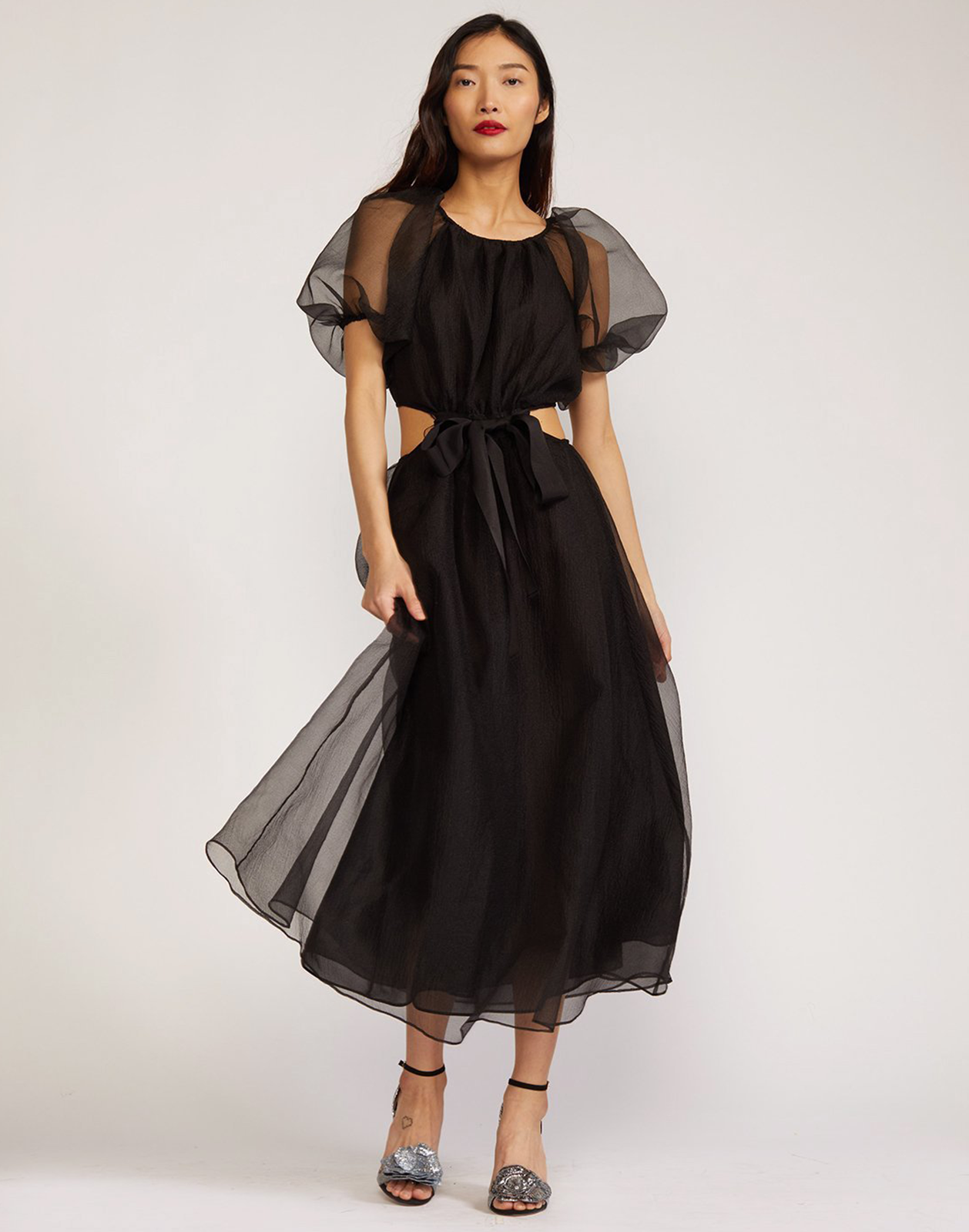 【美品】アキラナカ Layered organza dress グリーン Final Sale Plus Size One Shoulder Asymmetric Pleated Dress