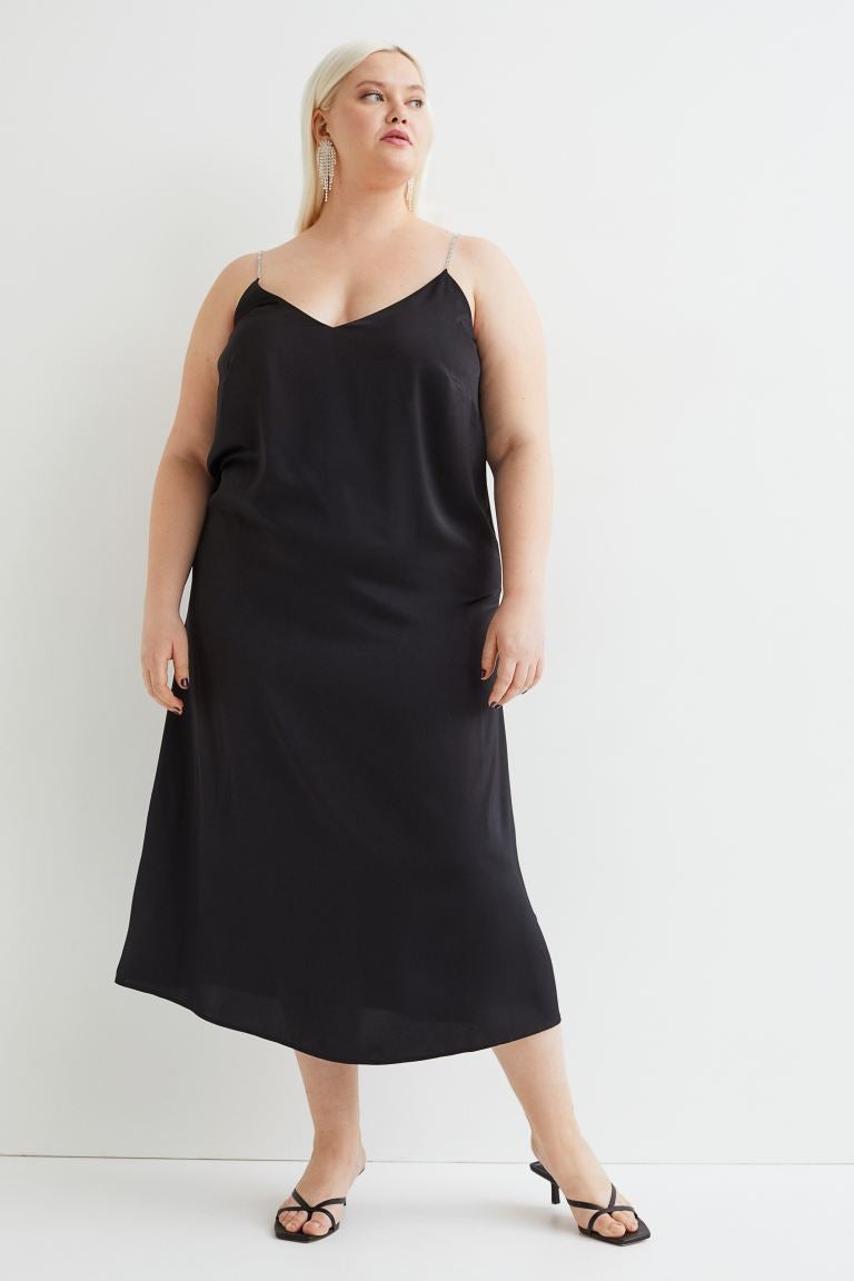 H&M + H&M+ Rhinestonestrap Slip Dress