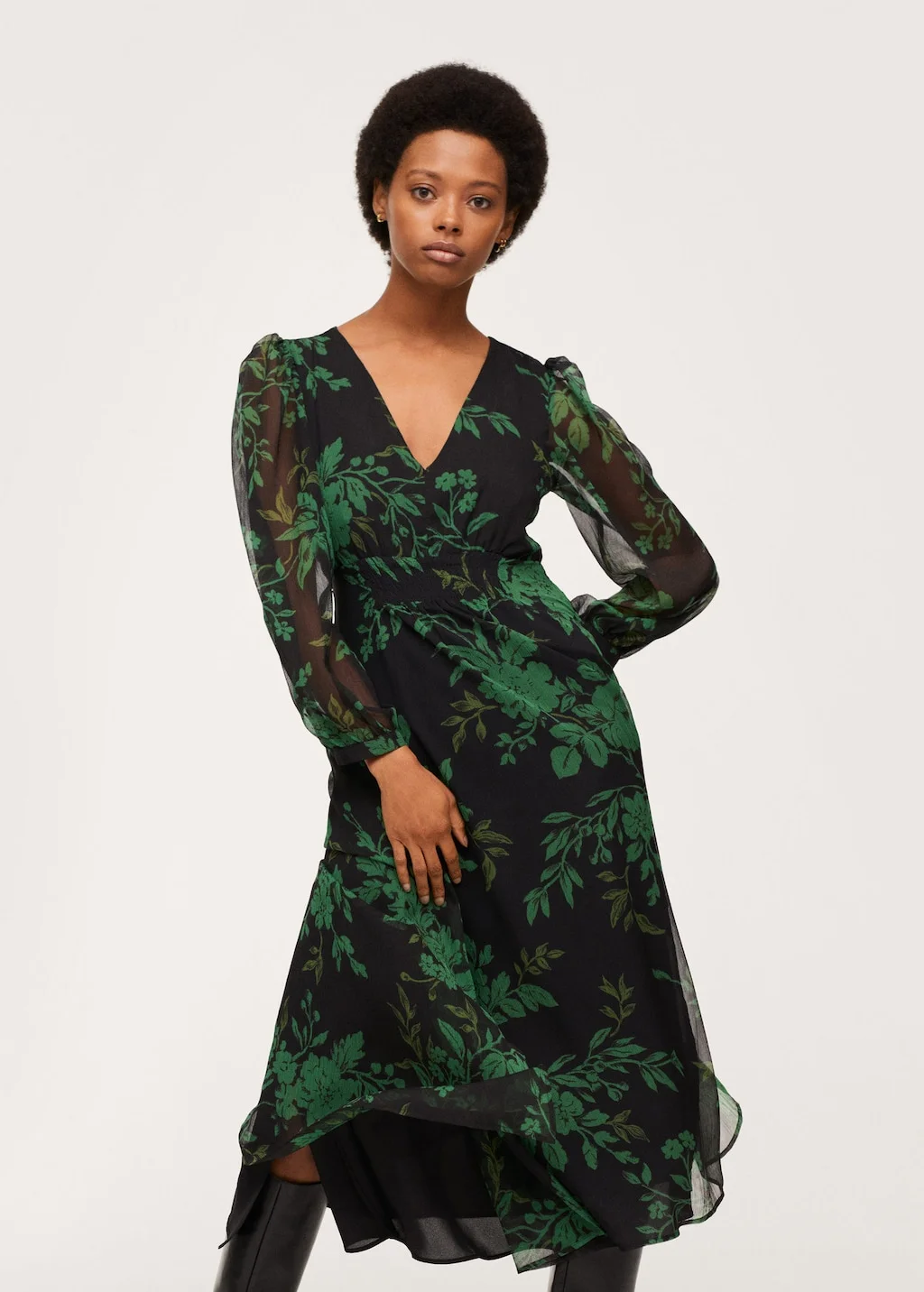 Mango + Floral Chiffon Dress