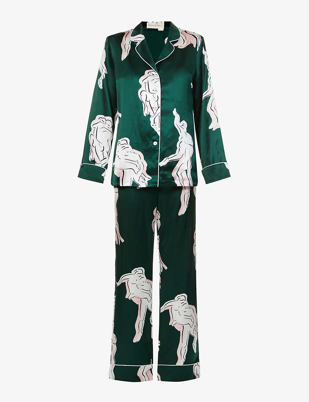 Olivia von Halle + Lila Waltz Printed Silk Pyjama Set