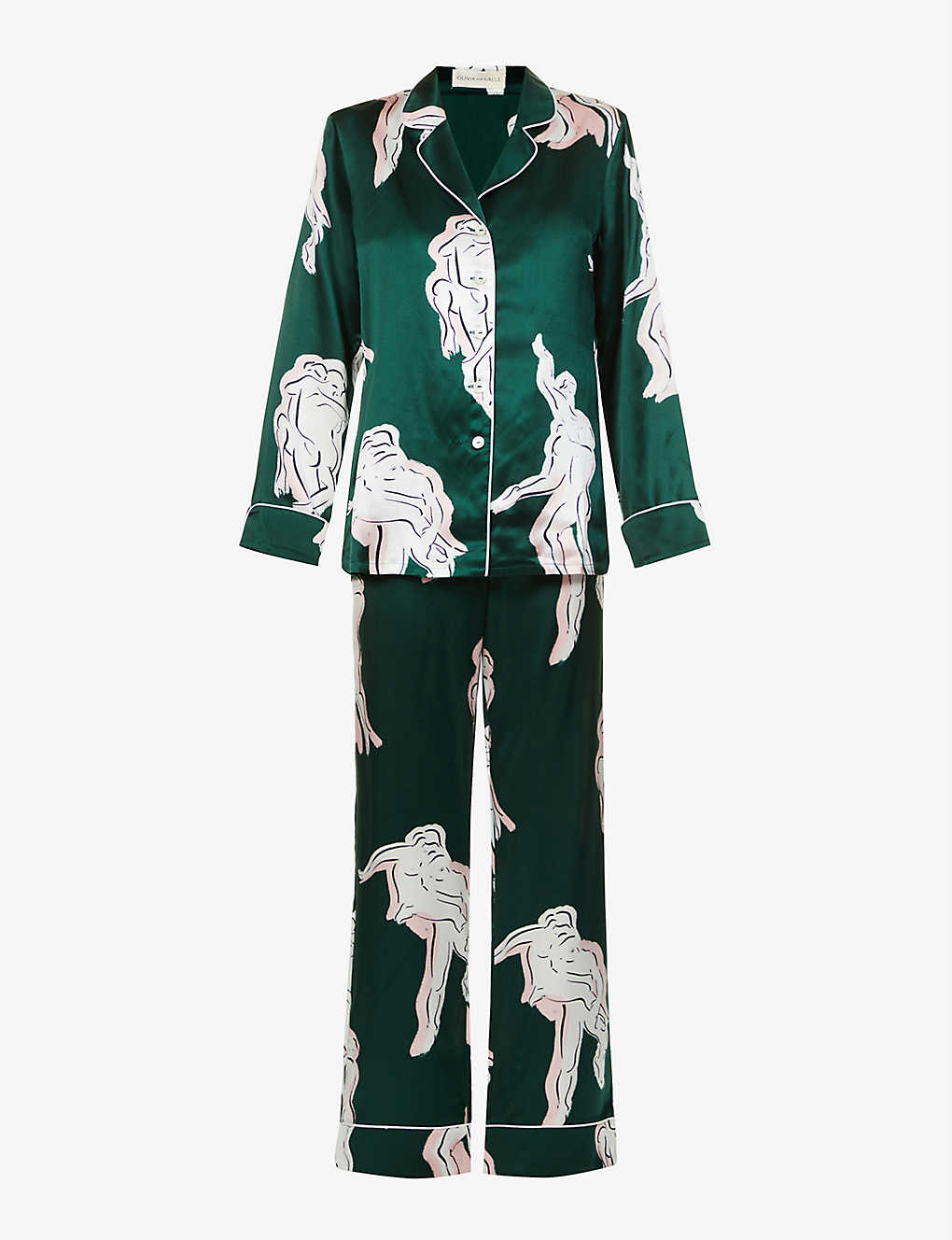 Olivia von Halle Millicent zebra-print silk-satin pajama set