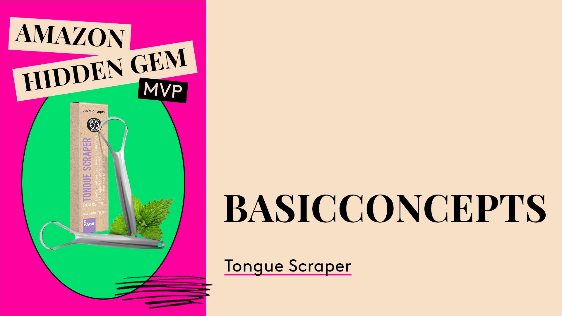 Amazon Hidden Gem MVP. basicConcepts Tongue Scraper.