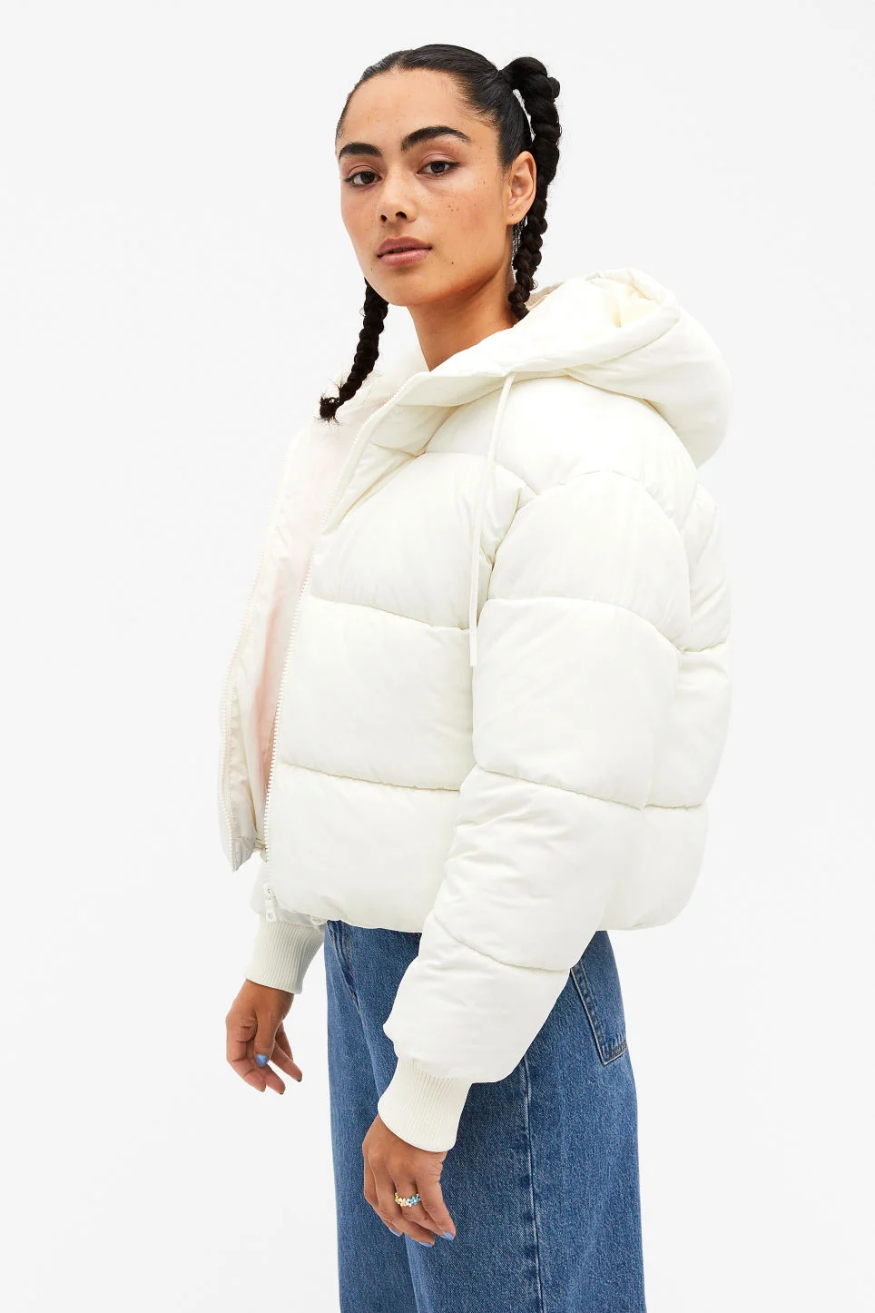 Monki Puffer Jacket Dusty White