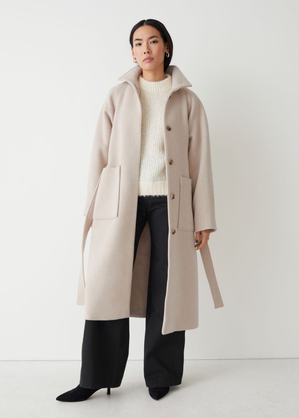 & Other Stories + Relaxed Belted Wool Coat