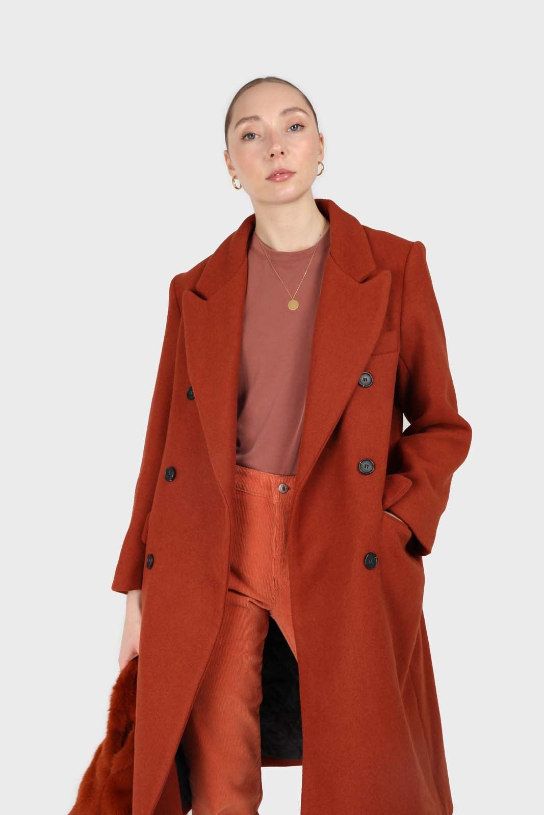 Rust wool hot sale coat