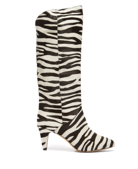 Isabel Marant + zebra-print calf-hair knee-high boots