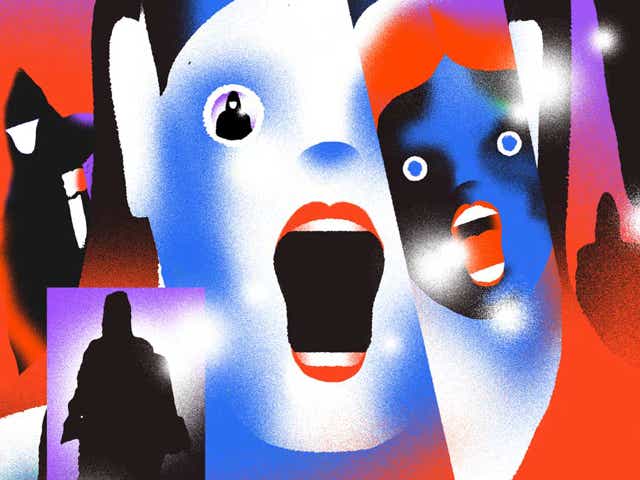 Collage of Scream movie style Zodiac scenarios illustrations