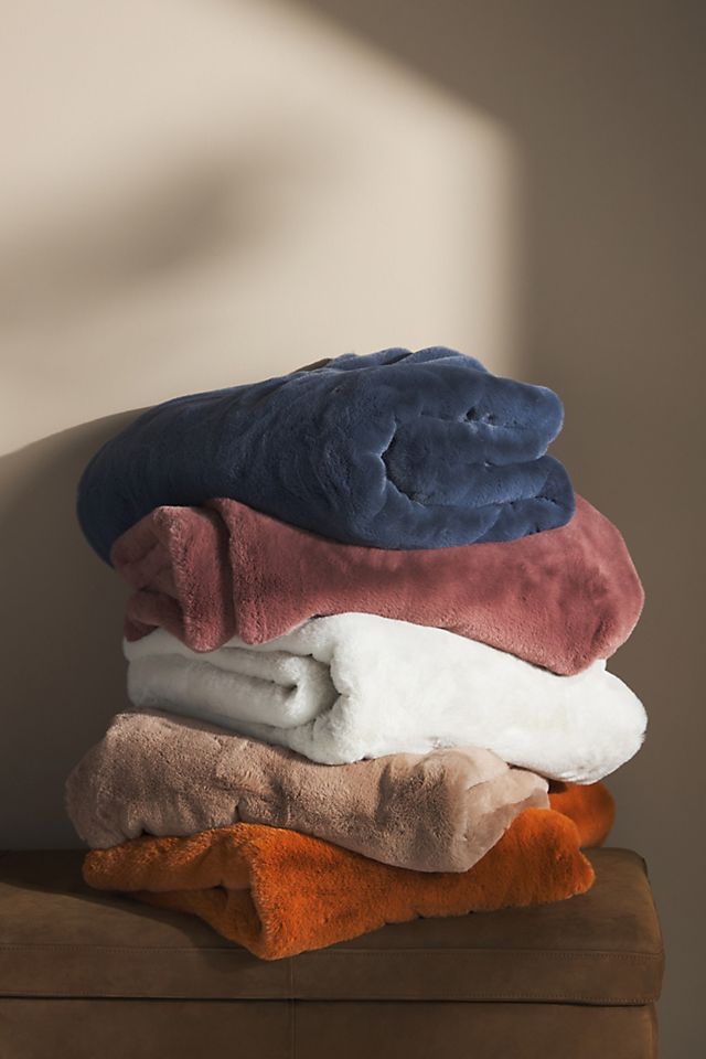 Anthropologie sophie faux fur throw blanket clearance