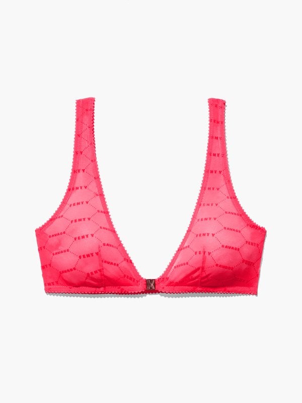 Flocked Logo Unlined Demi Bra