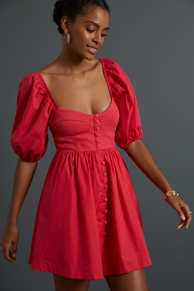 Sweetheart puff sleeve dress sale