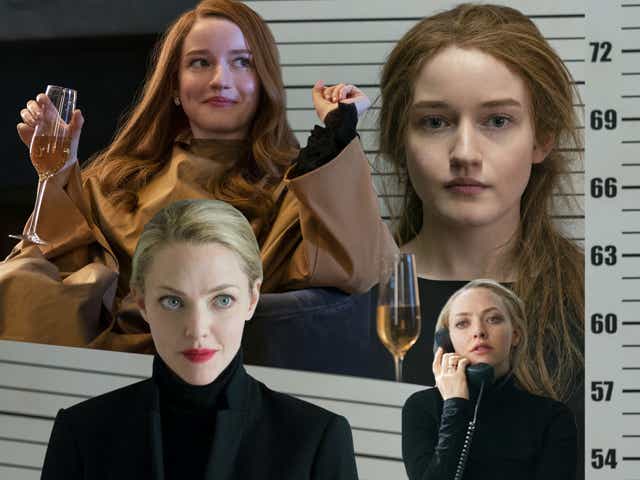 Photos of the characters of Anna Delvey and Elizabeth Holmes