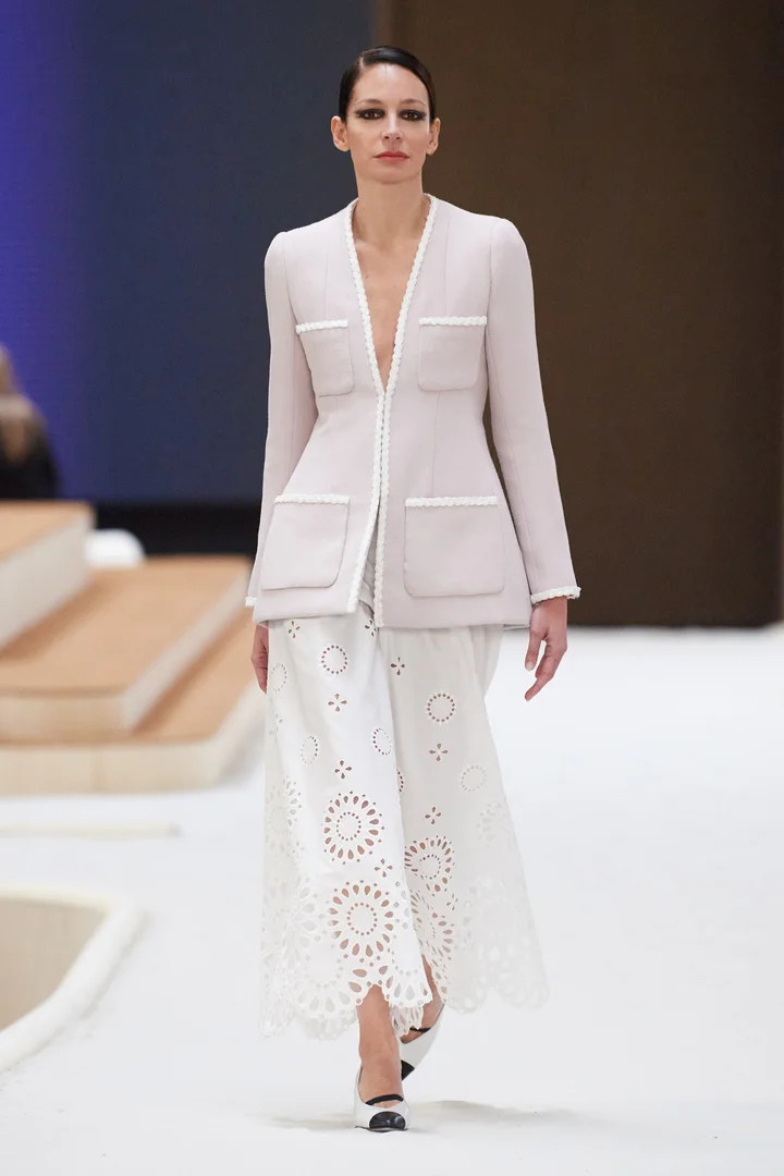 CHANEL, EMBELLISHED SKIRT SUIT AND BRA