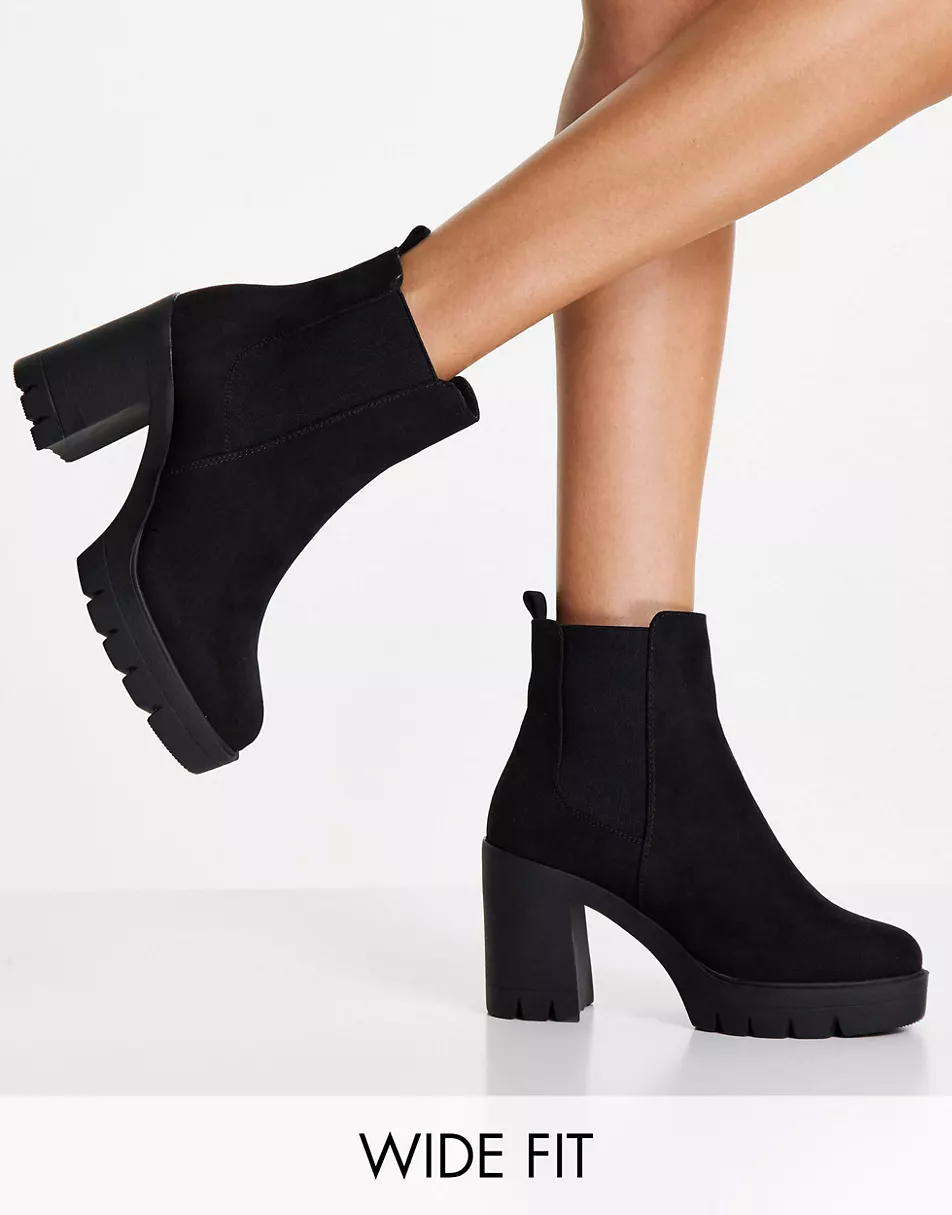 bind noget Litterær kunst ASOS DESIGN + Wide Fit Eve Heeled Chunky Chelsea Boots