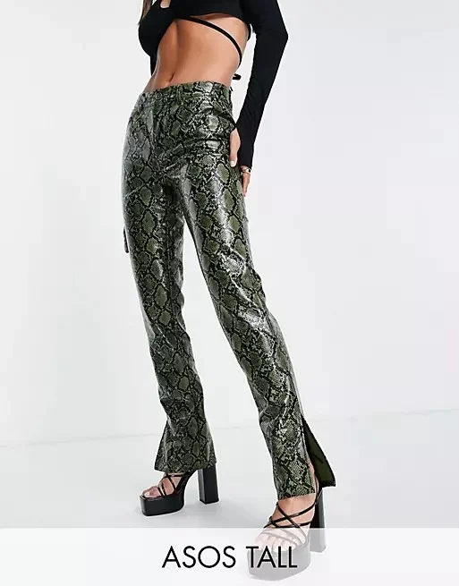 Green leather look trousers deals