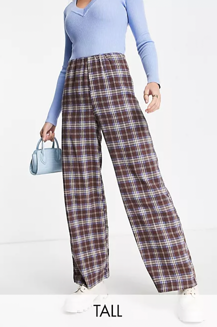 Missguided Tall Wide Leg Houndstooth Trousers  USC
