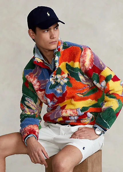 Ralph Lauren + Floral-Print Pile Fleece Pullover
