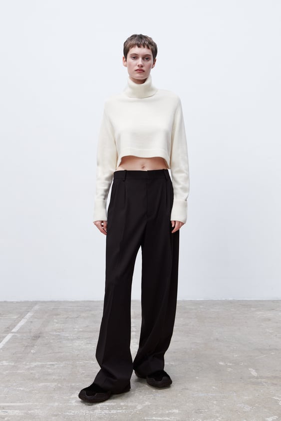 Zara + HIGH COLLAR KNIT SWEATER