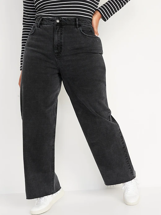 Old Navy + Extra High-Waisted Black-Wash Cut-Off Wide-Leg Jeans for Women