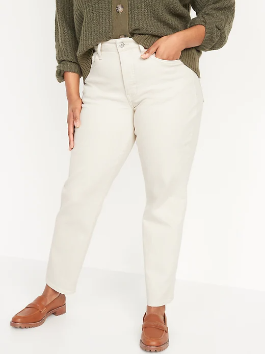 Old navy high 2025 waisted white jeans