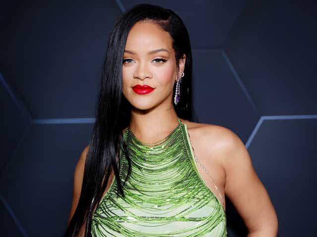 Rihanna celebrates Fenty Beauty &amp; Fenty Skin at Goya Studios on February 11, 2022 in Los Angeles, California.