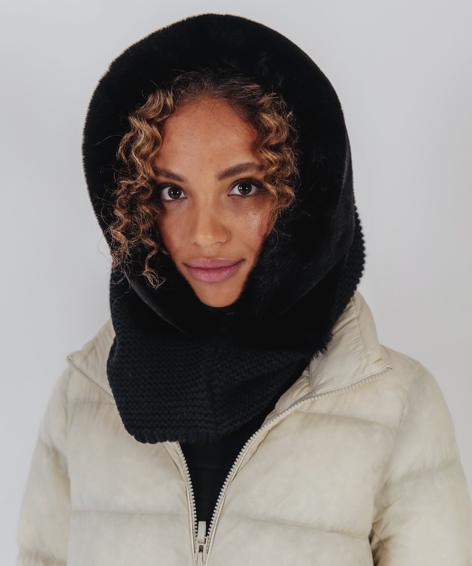 Echo + Dramatic Oversized Faux Fur Balaclava