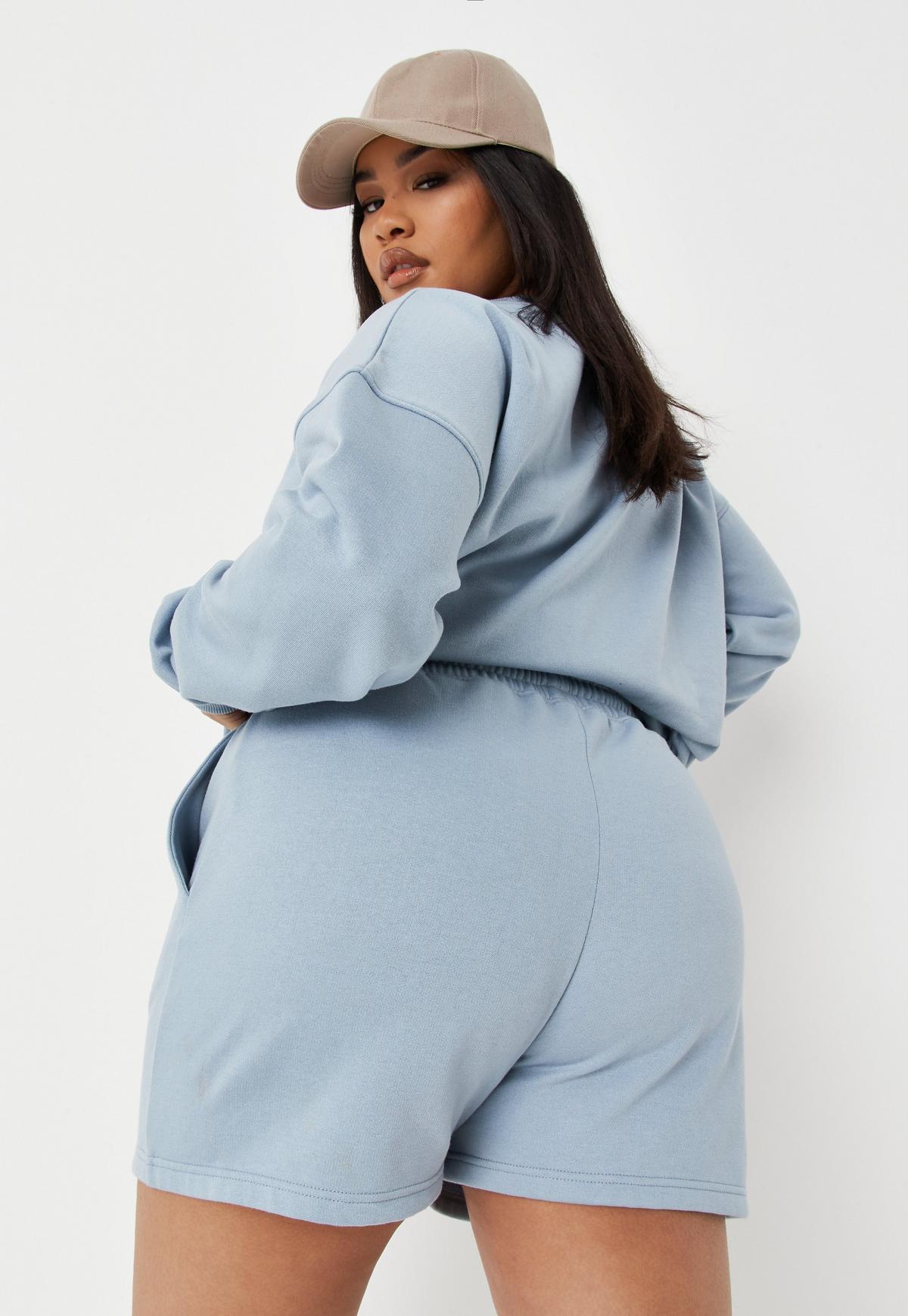 Missguided + Plus Size Blue Co Ord MG Jogger Shorts