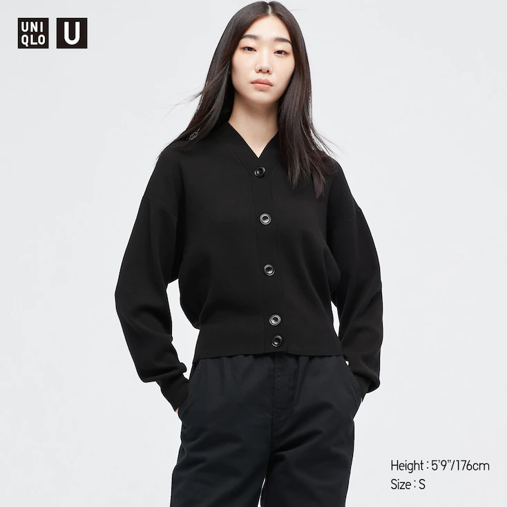 Uniqlo U + Women U Full Needle Long-Sleeve Short Cardigan