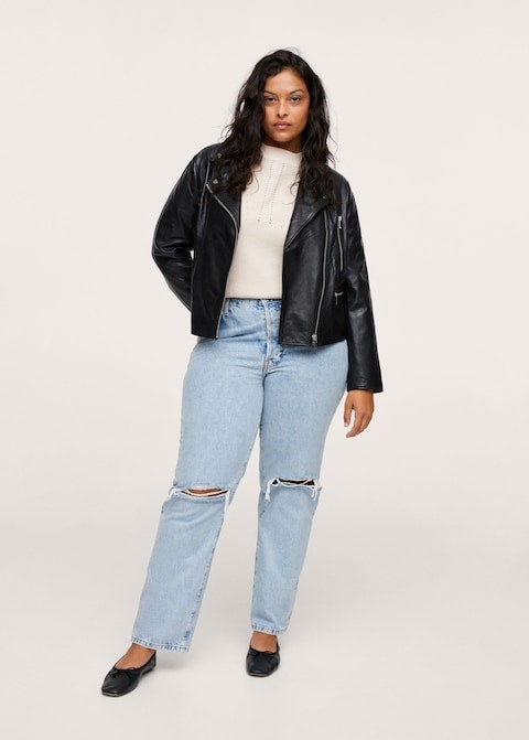 Mango + Leather Biker Jacket