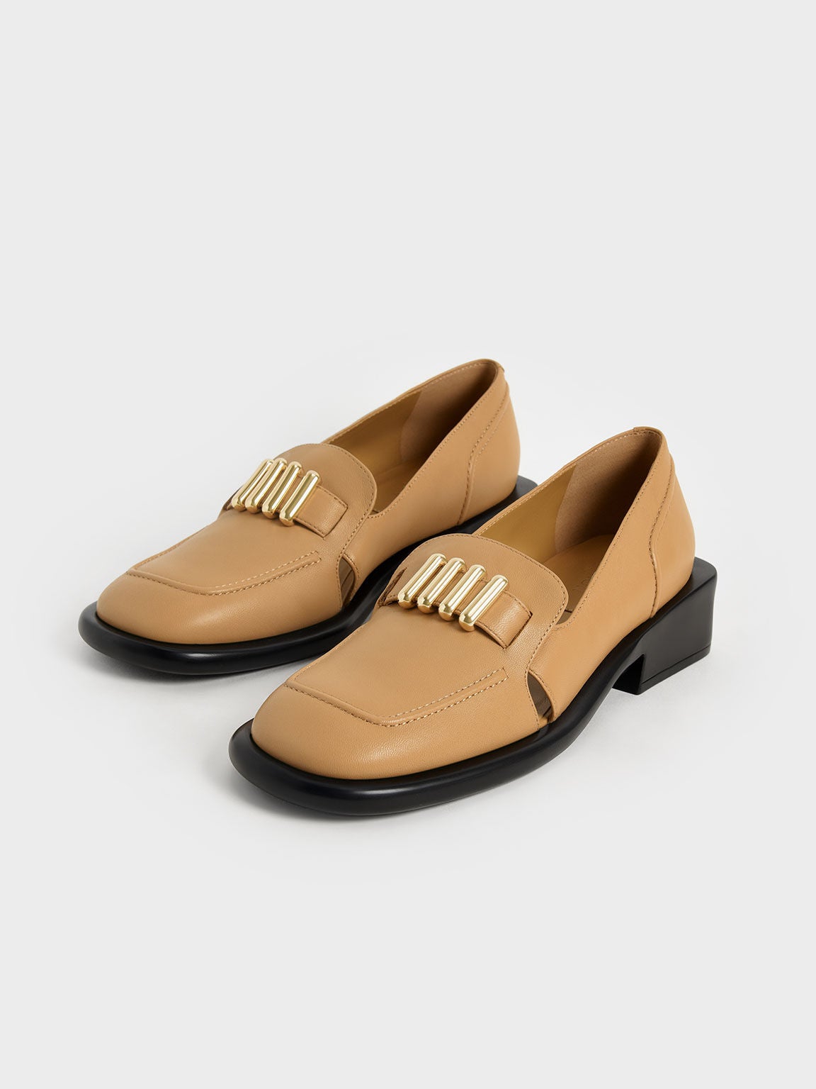 Charles & Keith + Embellished Leather Loafers
