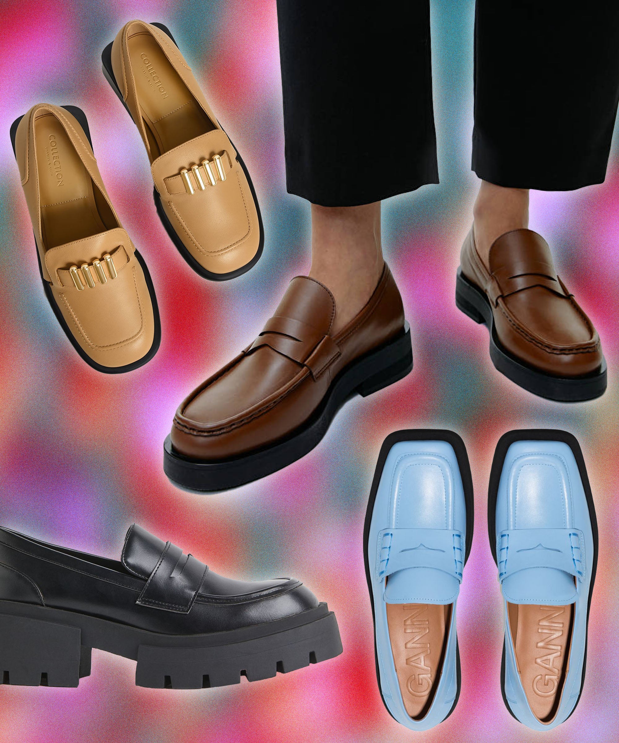 women spring chunky heel casual loafers slip on shoes