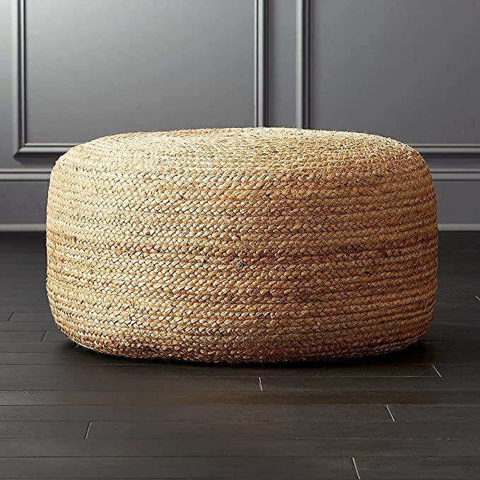 S & L Homes + Natural Jute Braided Ottoman