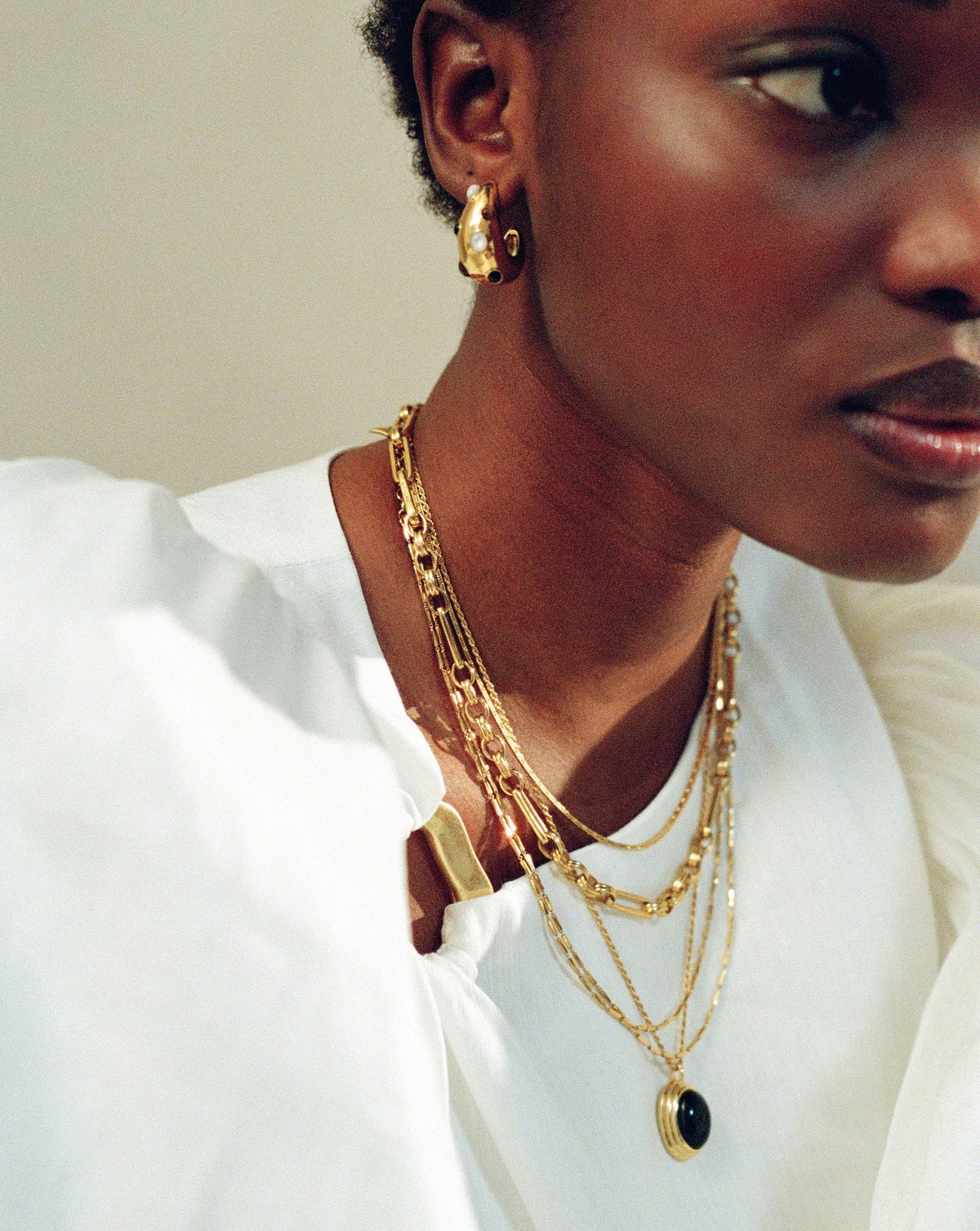 Missoma gemstones chunky hoop earrings - Gold