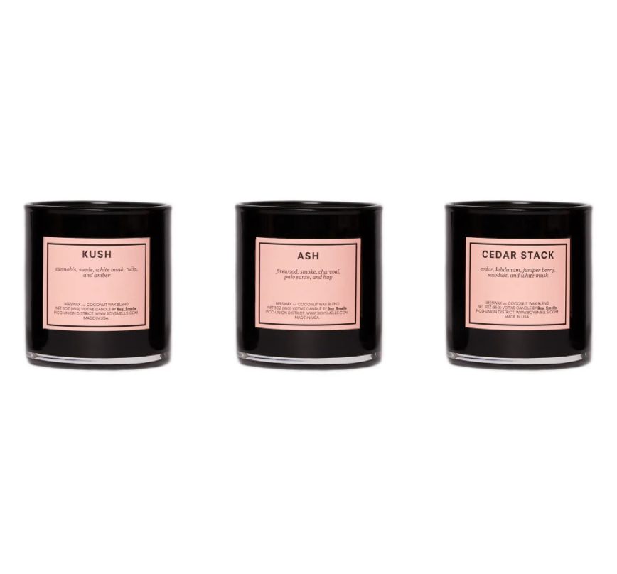 Boy Smells + Kush, Ash & Cedar Stack Set of 3 Scented Votive Candles