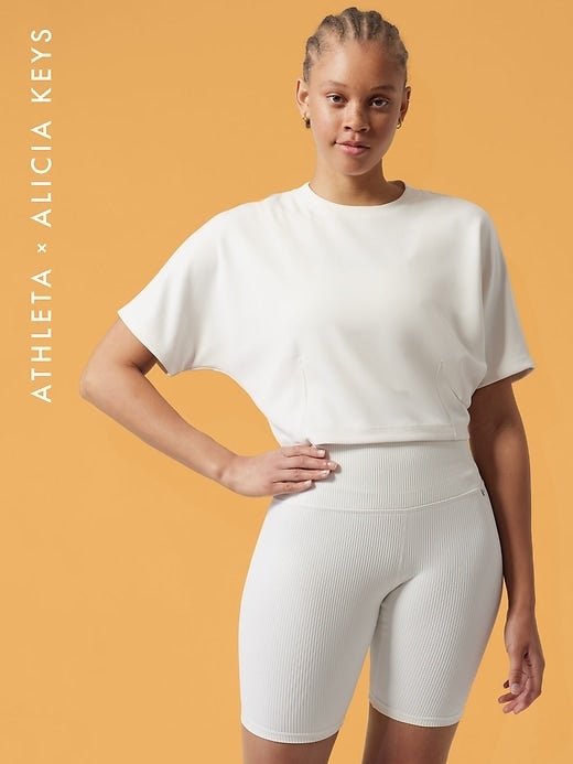 Athleta X Alicia Keys + Keys Relaxed Crop Tee