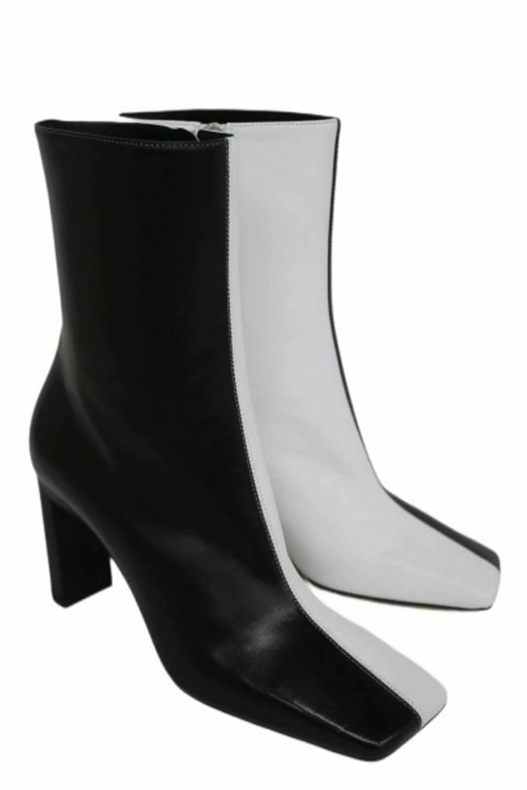 Wandler + Black/White Lambskin Leather Isa Ankle Boots