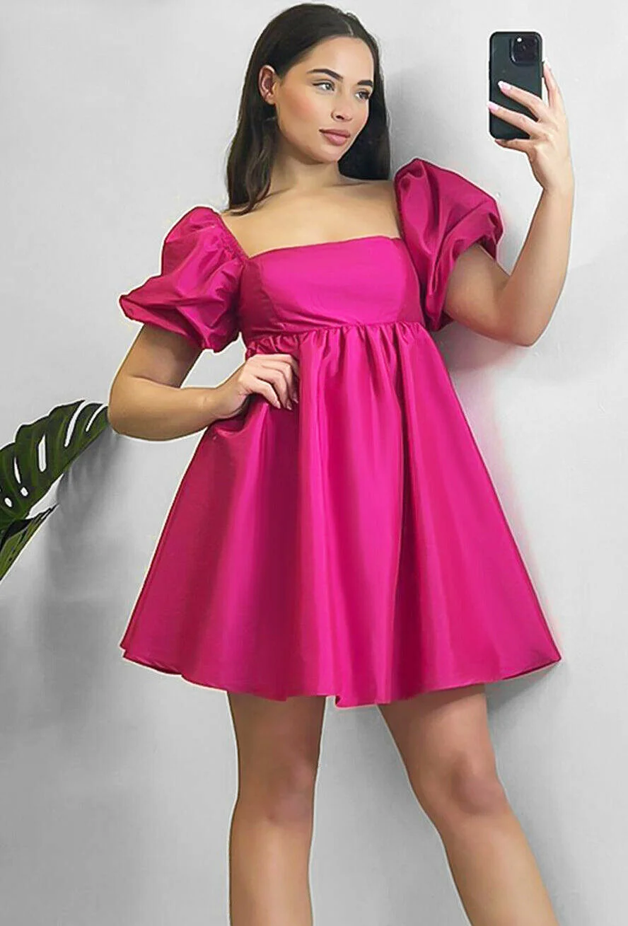 Anne Marie x New Look + Babydoll Empire Waist Mini Dress In Hot Pink