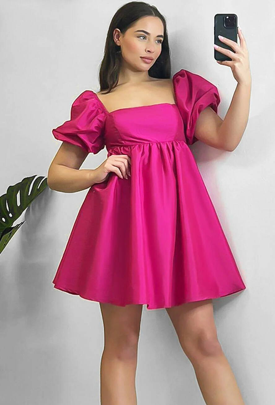 Anne Marie x New Look Babydoll Empire Waist Mini Dress In Hot Pink