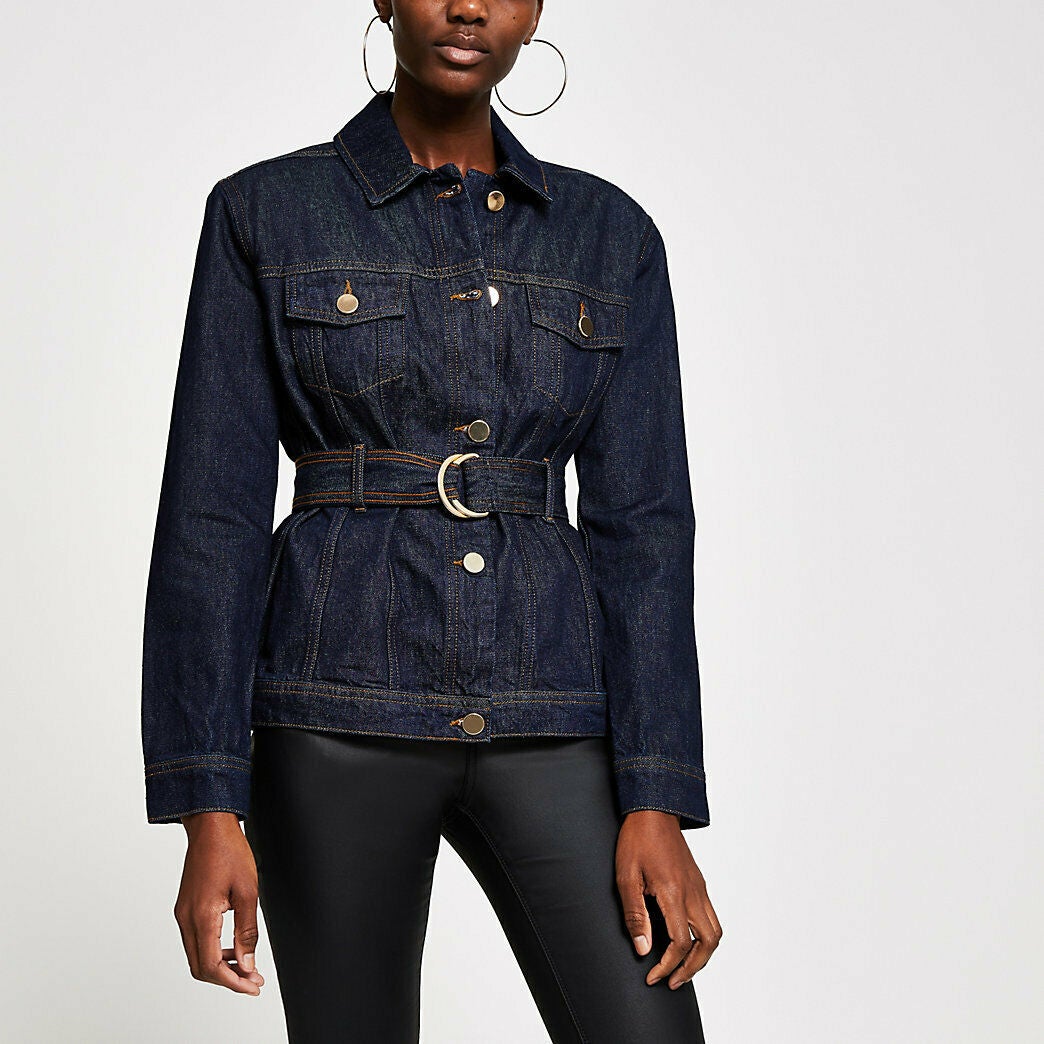 Buy River Island women washed denim jacket blue Online | Brands For Less