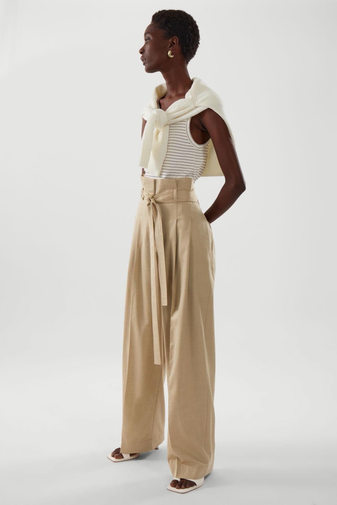 Nine.Eight Women's Cropped Paper Bag Waist Pants - Walmart.com