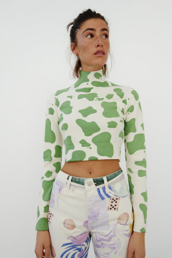 Zara animal print sweater sale