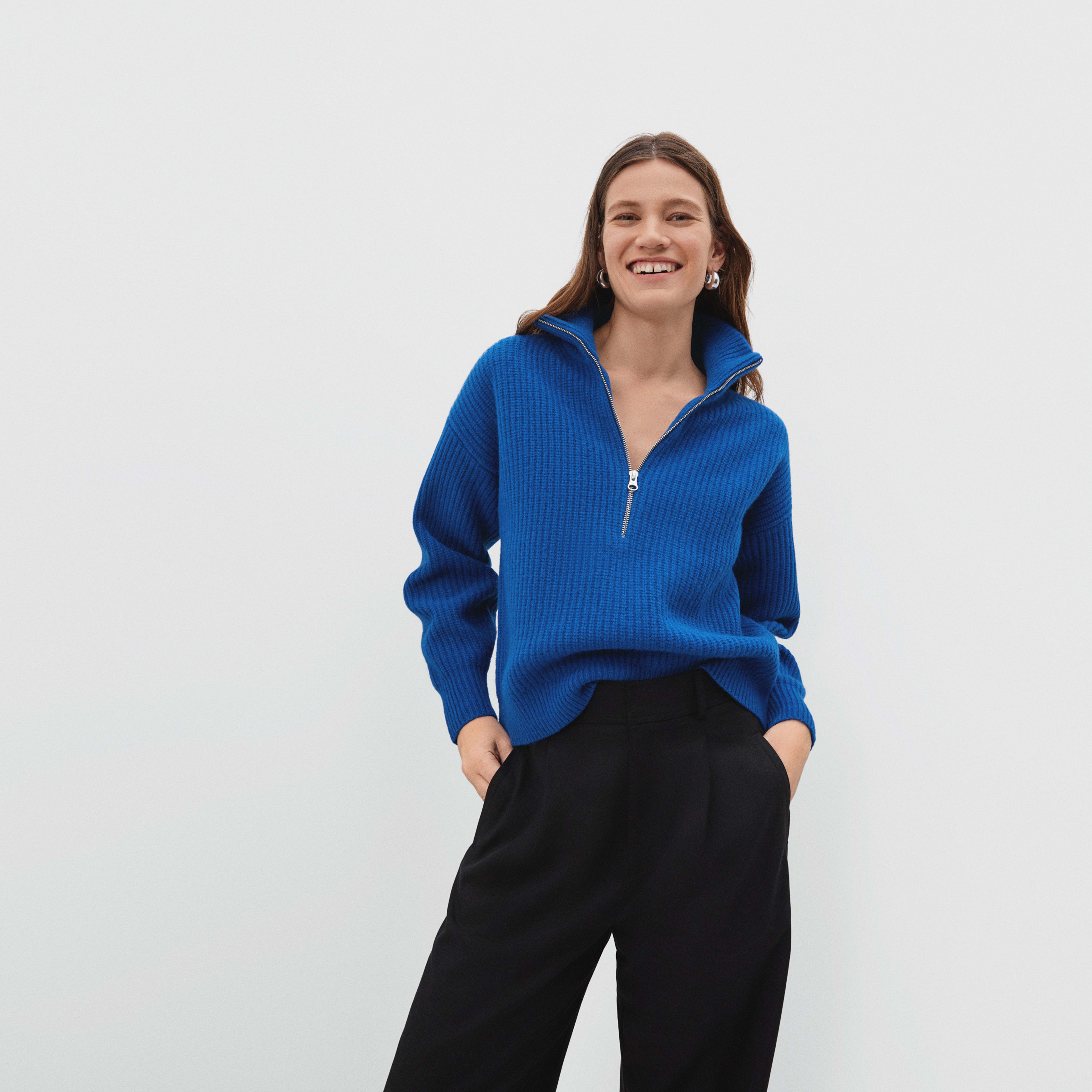 Everlane The Felted Merino Half Zip Sweater