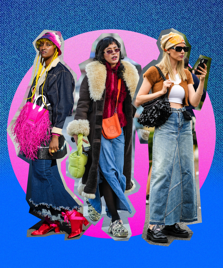 Long jean top skirts 90s