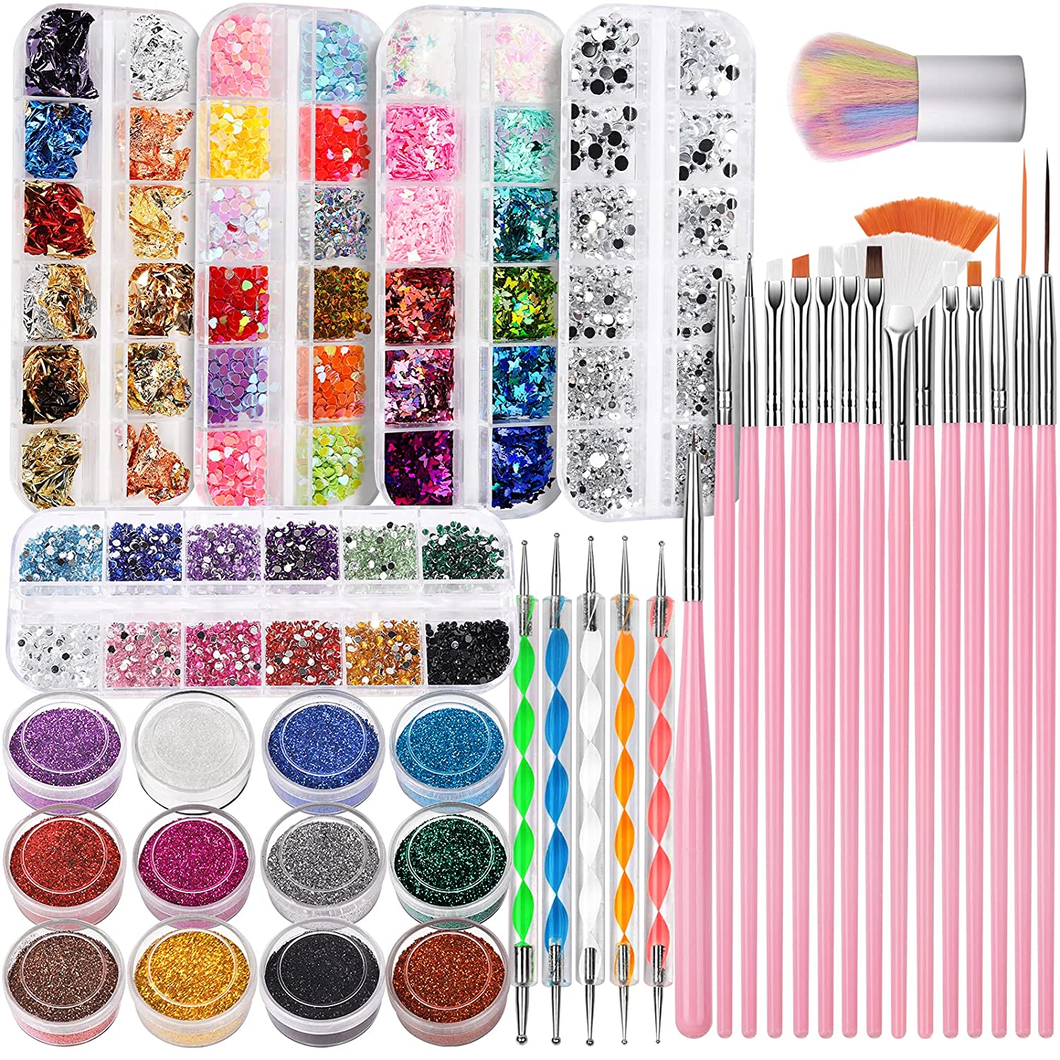 Amazon.com: JOYJULY Nail Art Design Tools, 3D Nail Art Decorations Kit with Nail  Art Brushes Dotting Tools Holographic Nail Art Stickers Nail Foil Tape  Strips and Nails Art Rhinestones and Pick-Up Tweezers :