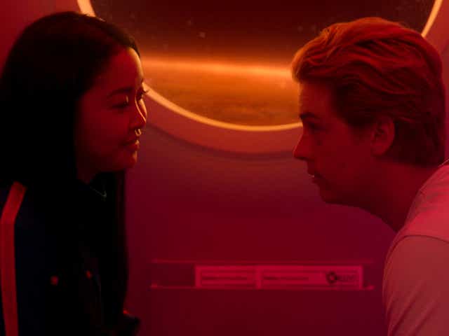 Lana Condor and Cole Sprouse in a still from "Moonshot"