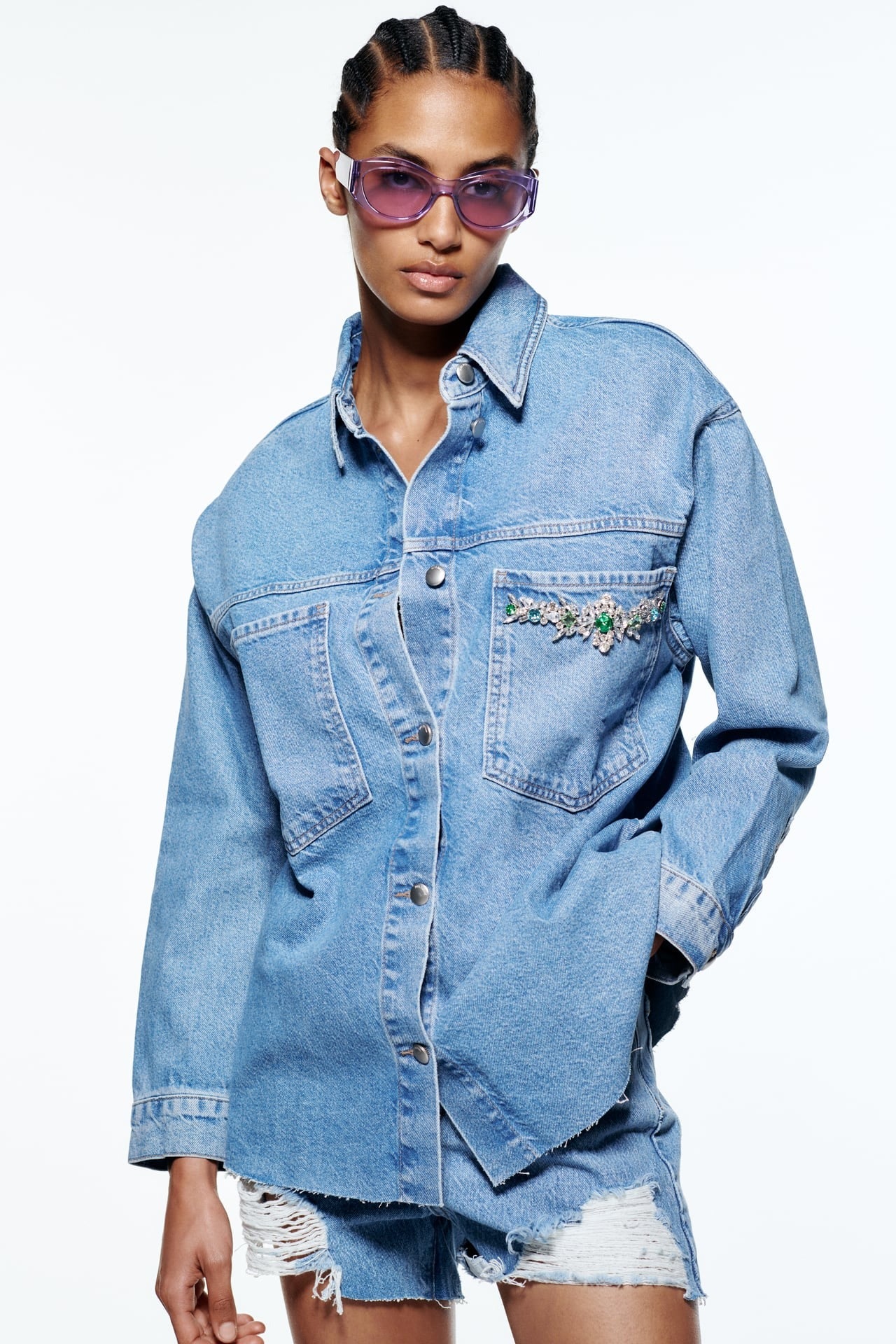 CROPPED DENIM JACKET - Gray | ZARA United States