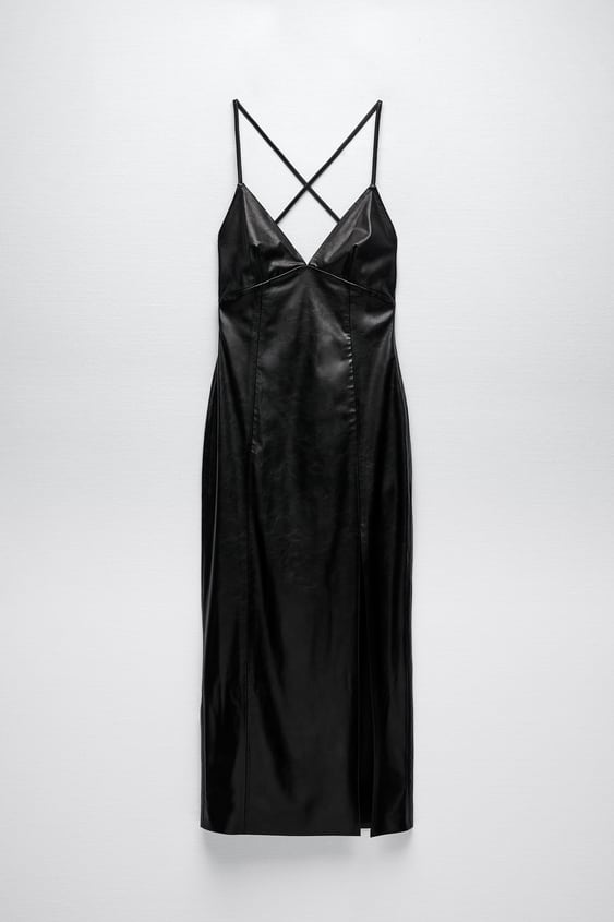 Zara + FAUX LEATHER SLIP DRESS