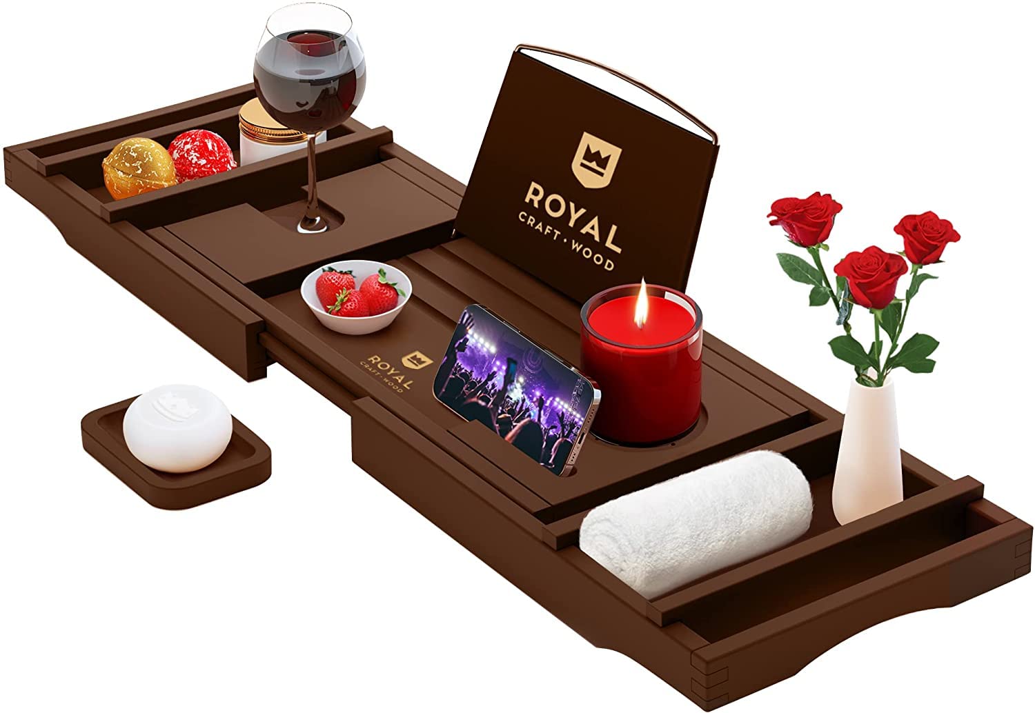 Royal Craft Wood + Luxury Bathtub Caddy Tray