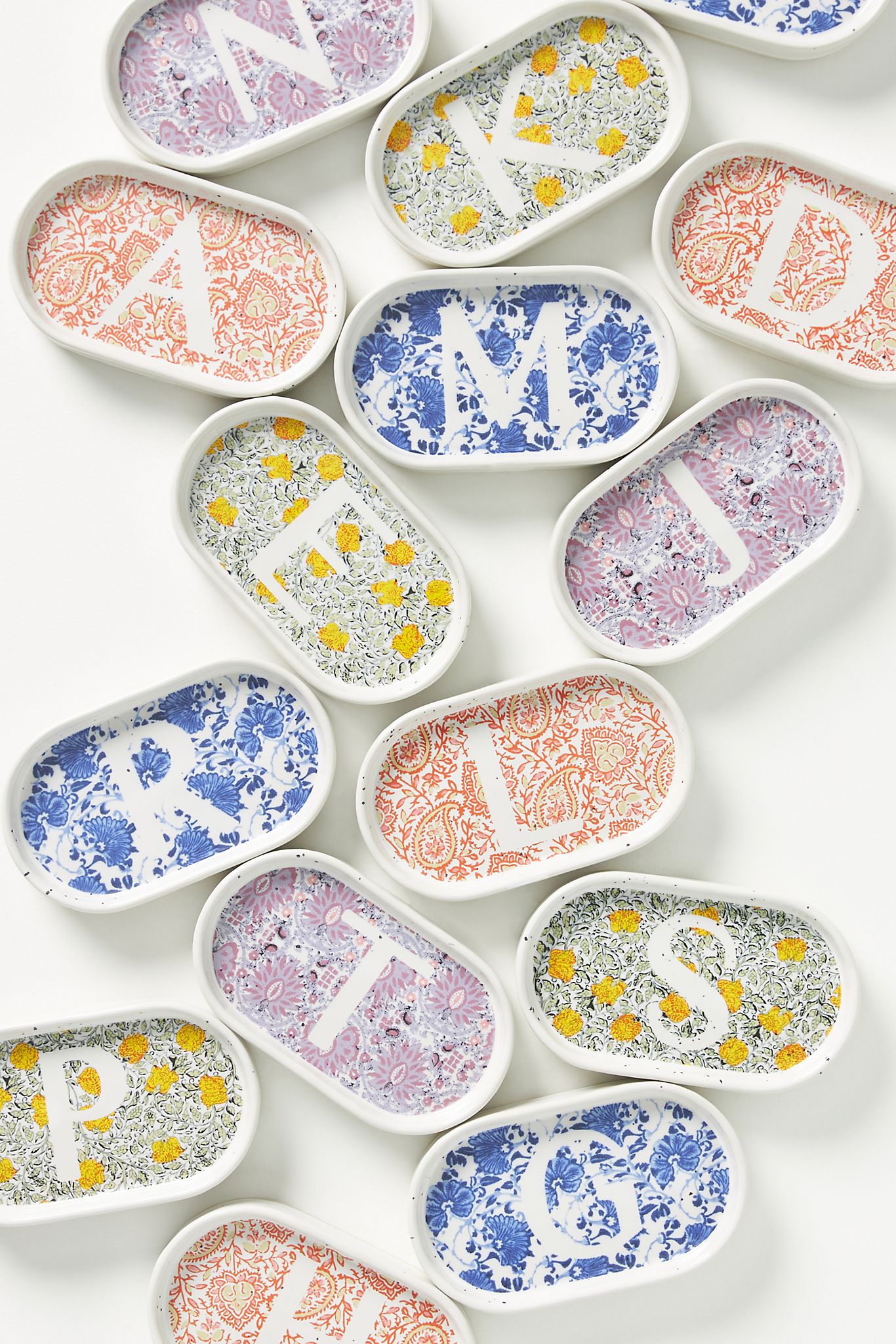 Anthropologie Blockprinted Monogram Trinket Dish