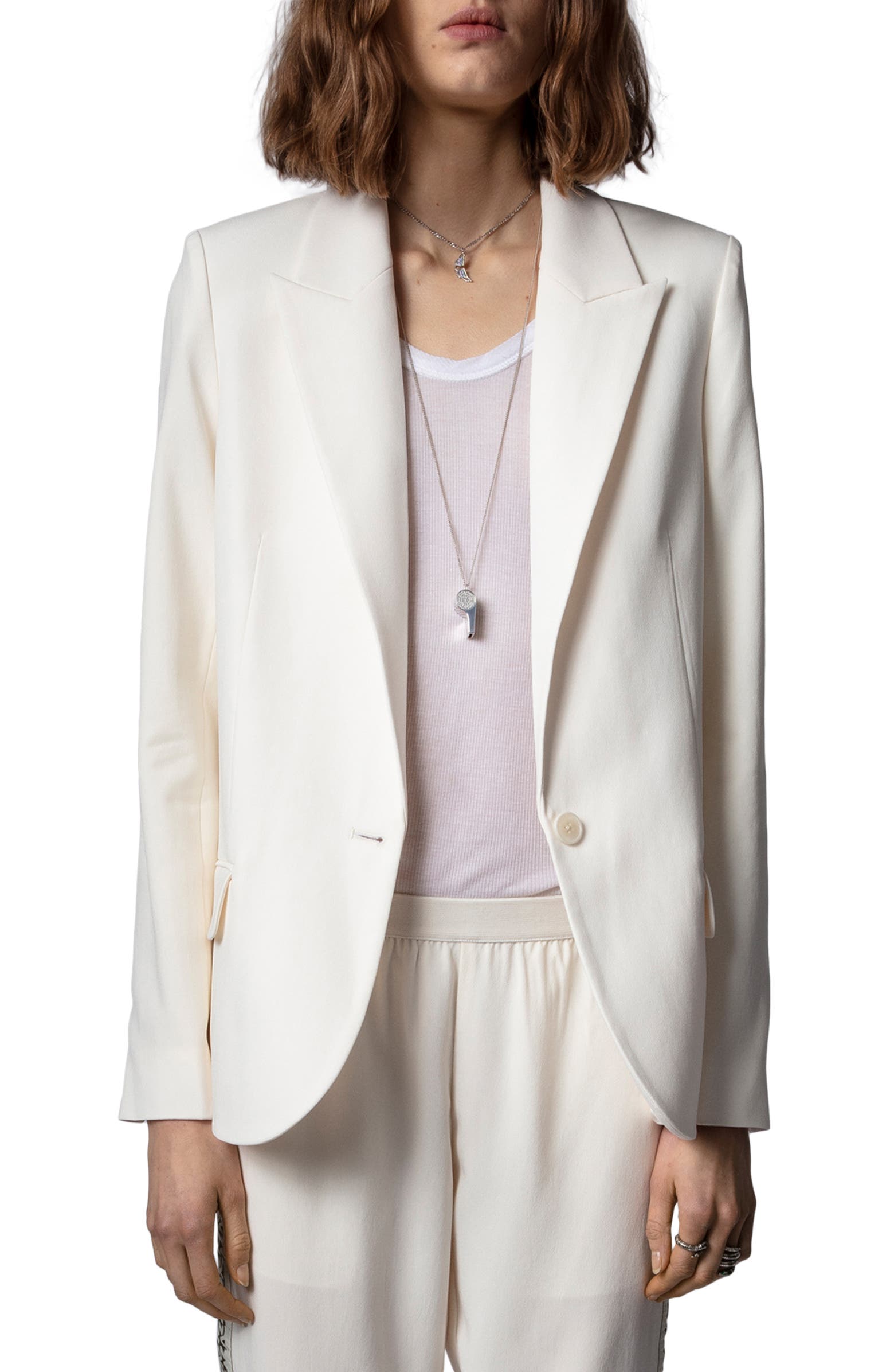 極美品 ZADIG&VOLTAIRE テーラードジャケット フリンジ ホワイト Zadig & Voltaire + Voyage Blazer